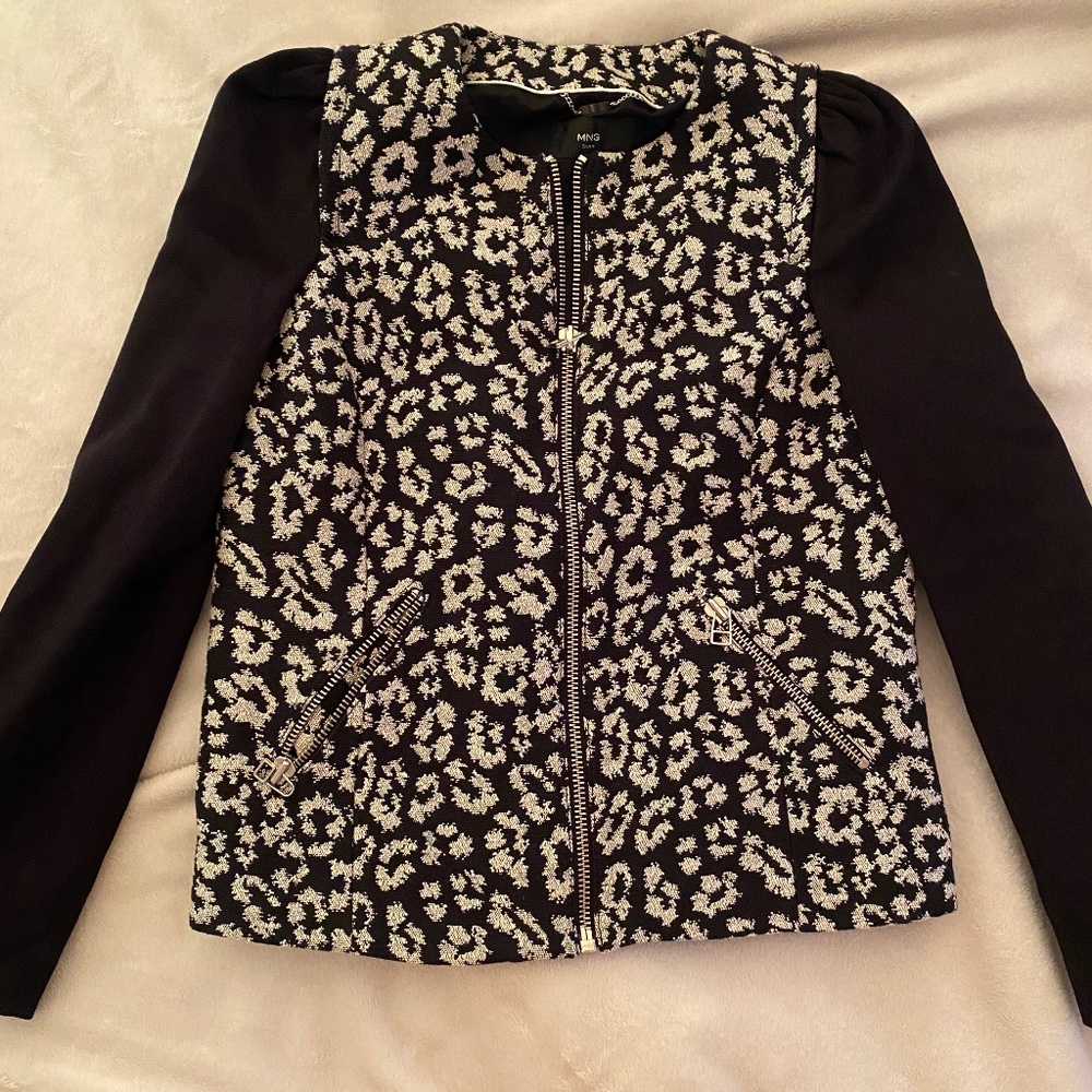 MNG Suit - Thick Cheetah Black and Cream White Jacket Cardigan - Size L